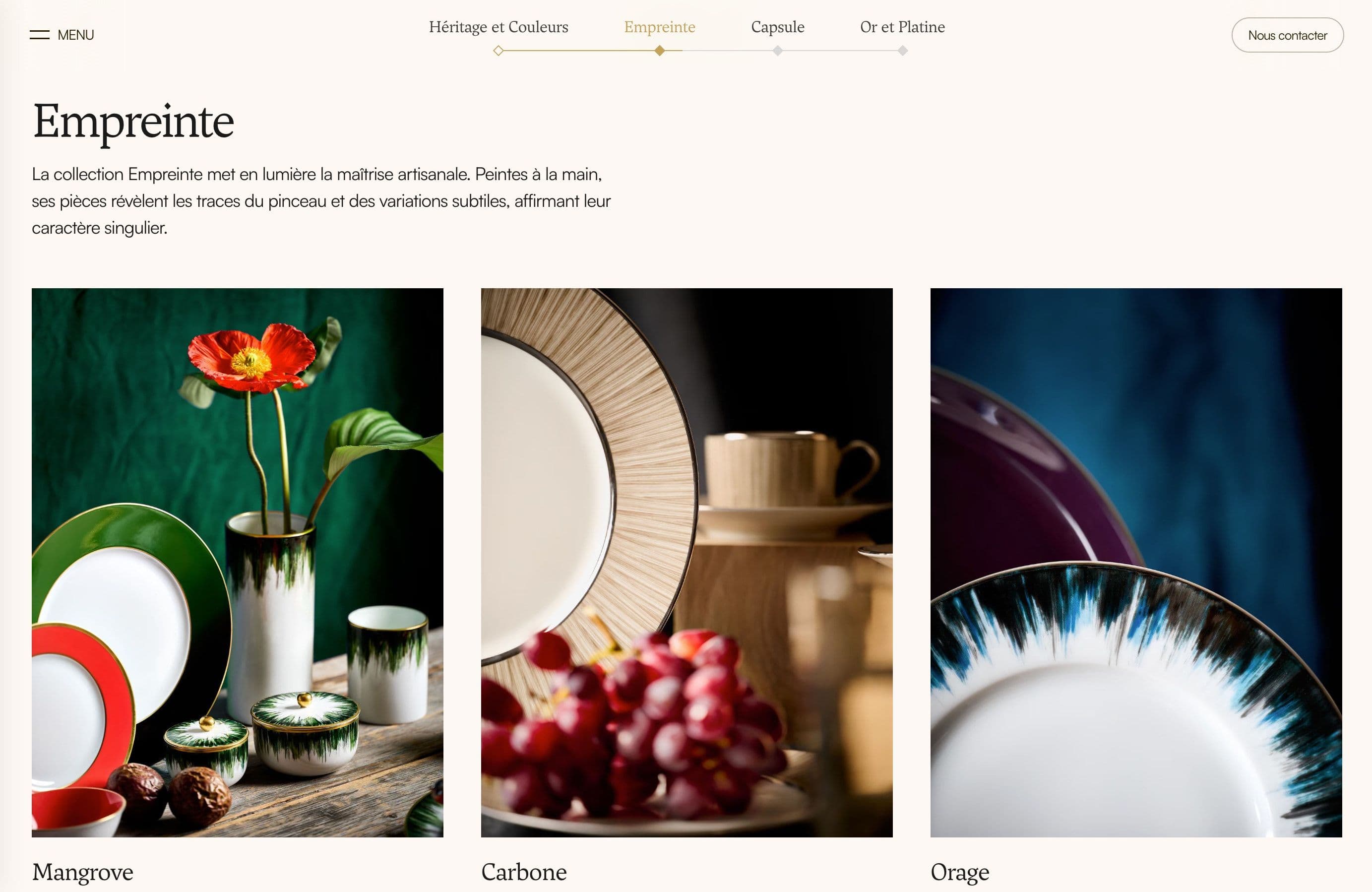 Legle Porcelaine : page de la collection Empreinte