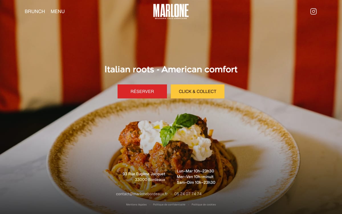 Marlone : page d'accueil du site