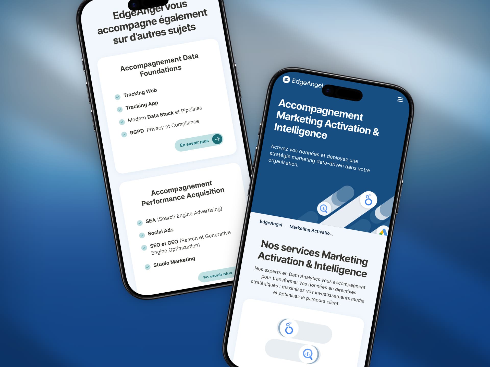 Edge Angel : pages de services sur mobile