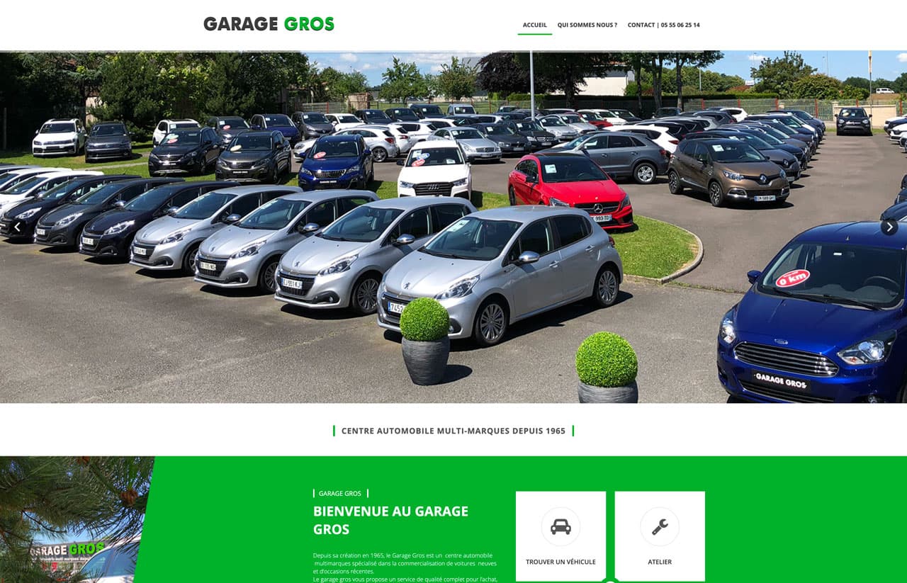 Page d'accueil de Garage Gros, avant la refonte