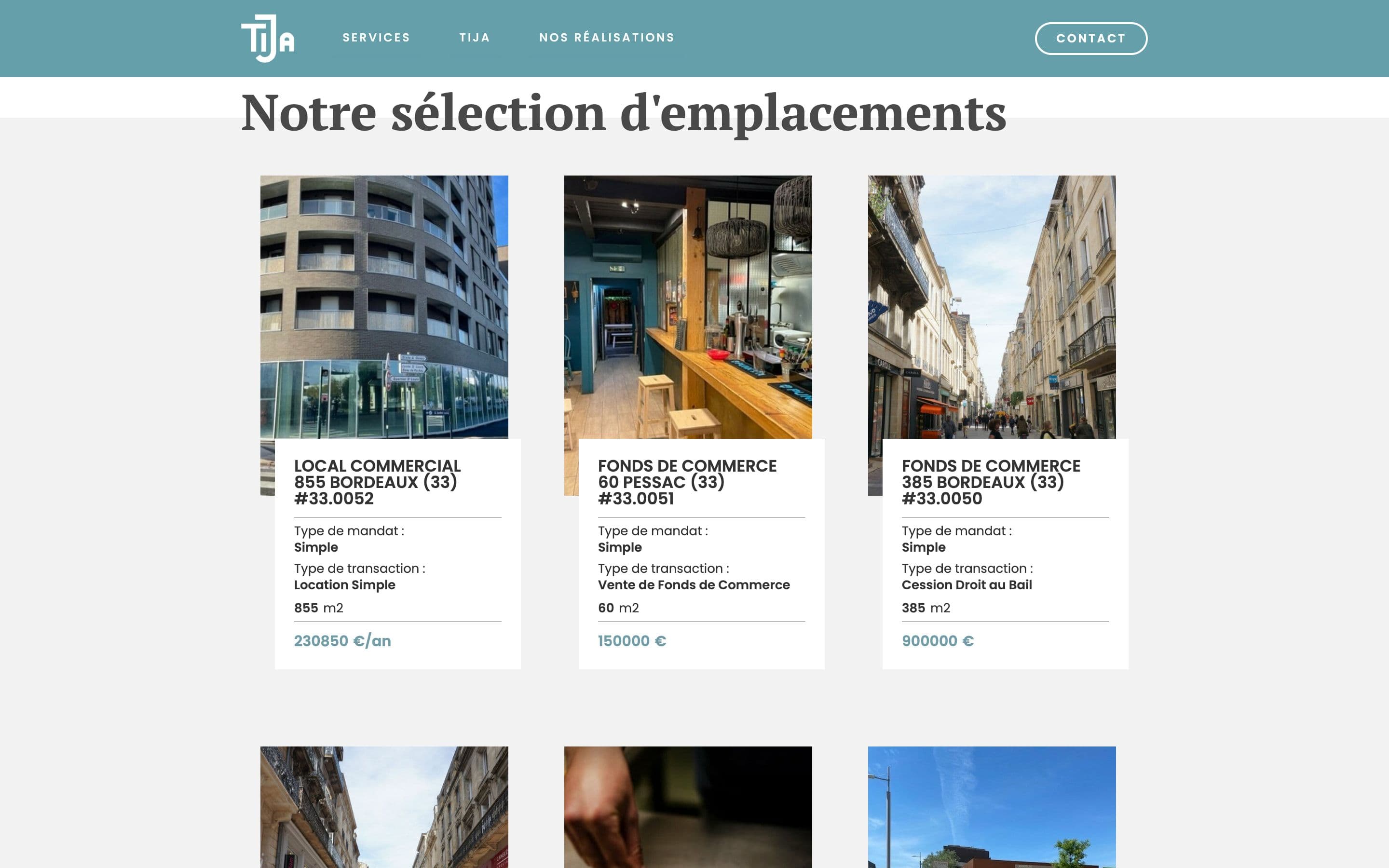 Tija Immobilier : sélection d'emplacements, annonces de locaux et fonds de commerce
