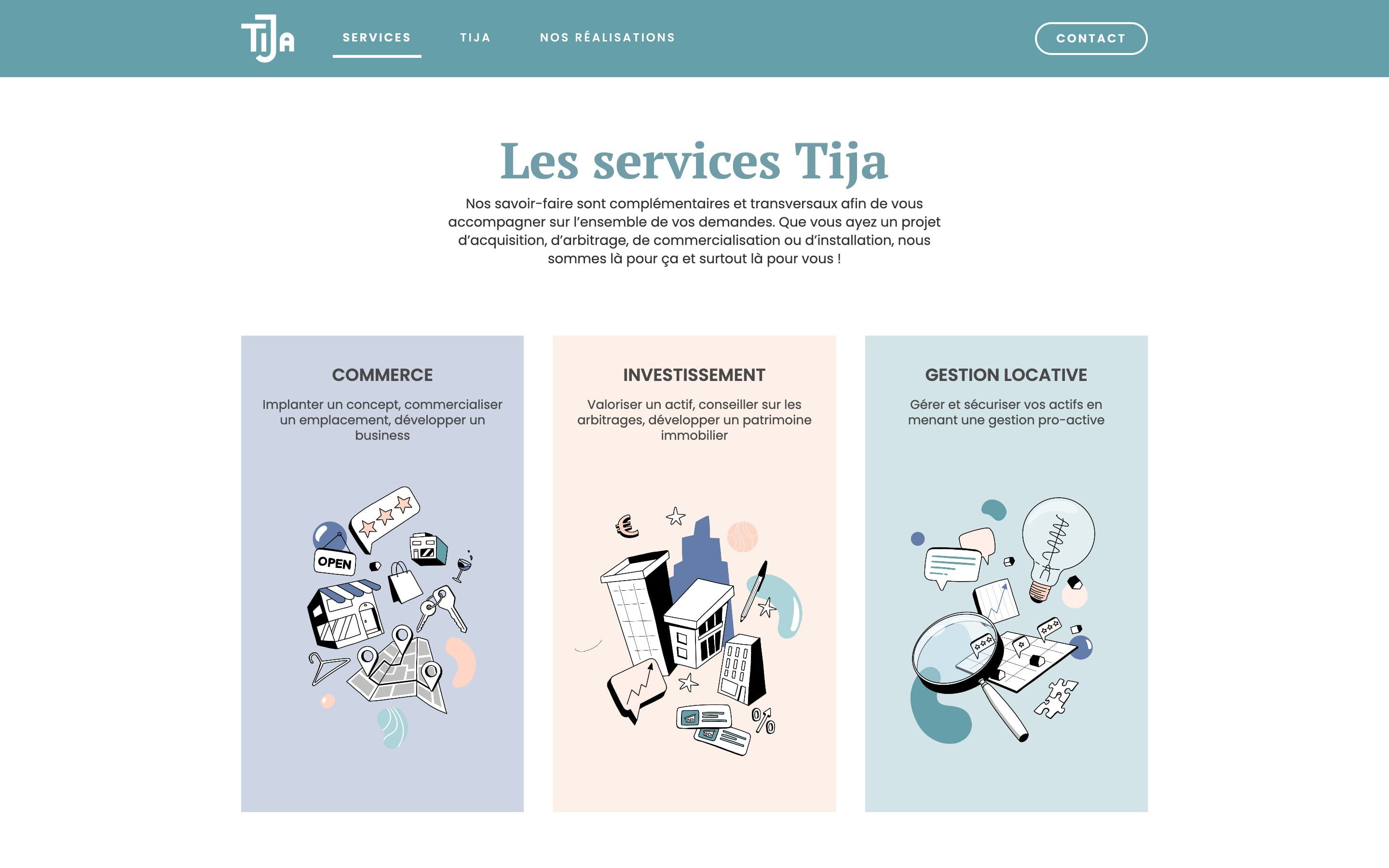 Tija Immobilier : page des services, commerce, investissement et gestion locative