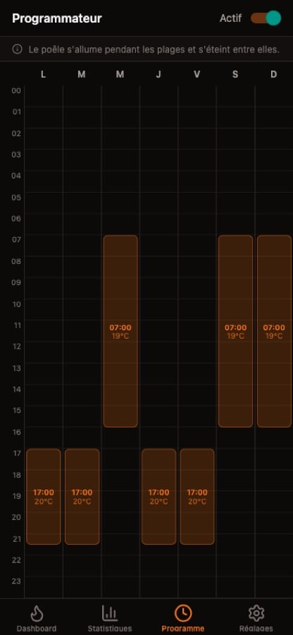Flam : programmation de la chauffe