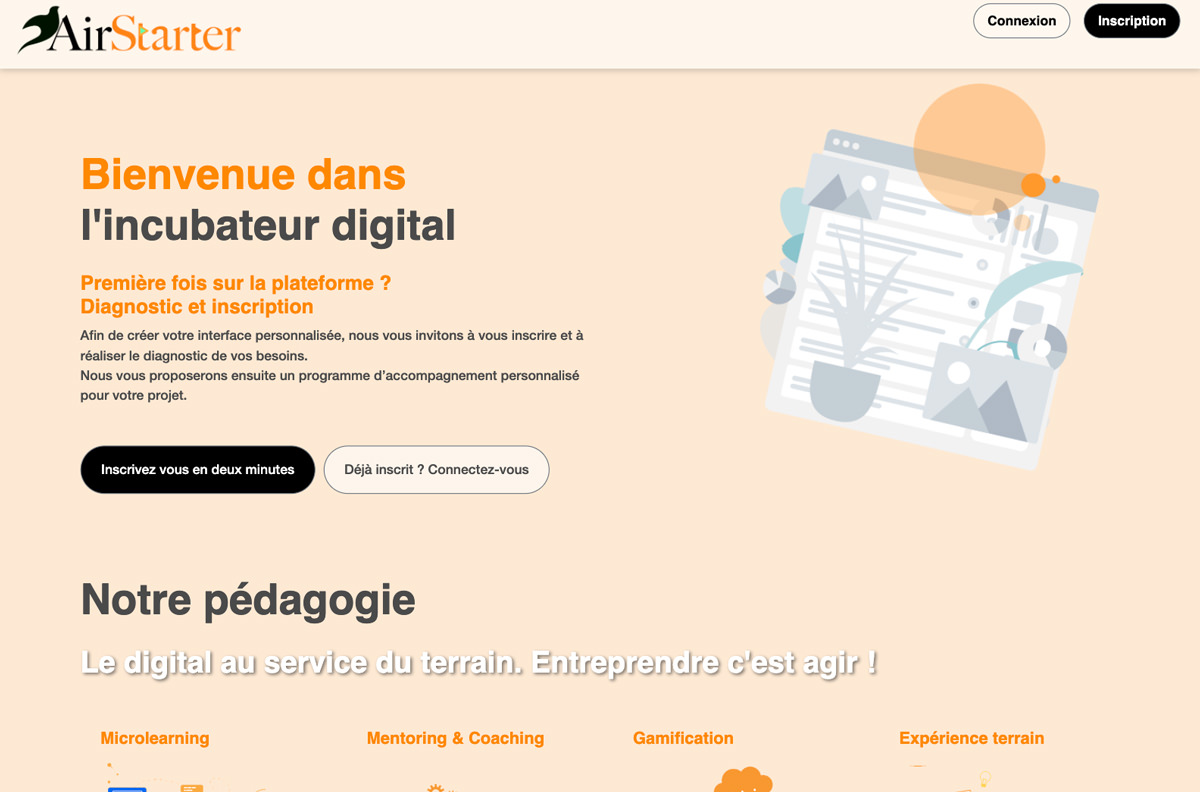 Ancienne plateforme AirStarter - Page d'accueil