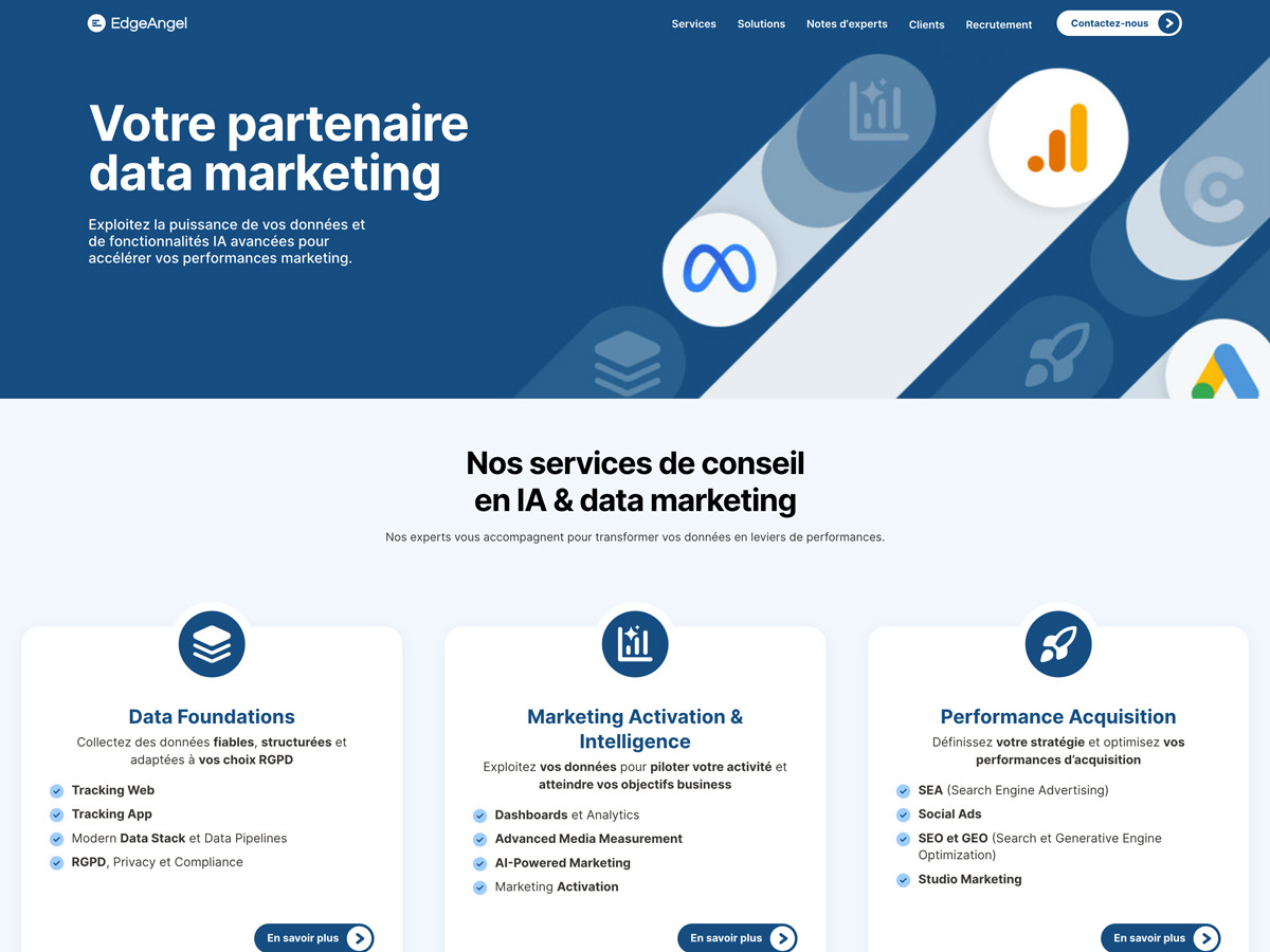 Nouveau site EdgeAngel - Page d'accueil