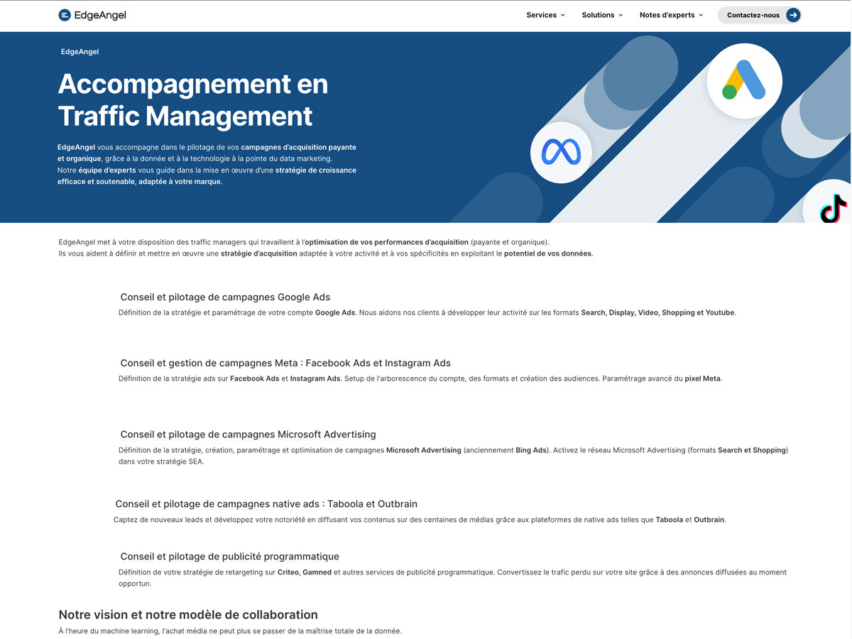 Ancien site EdgeAngel - Page de contenu